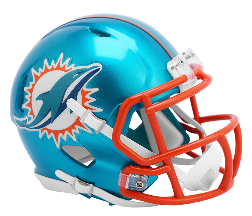 Miami Dolphins NFL Full Size Flash Alternate Speed Riddell Helmet - Aqua
