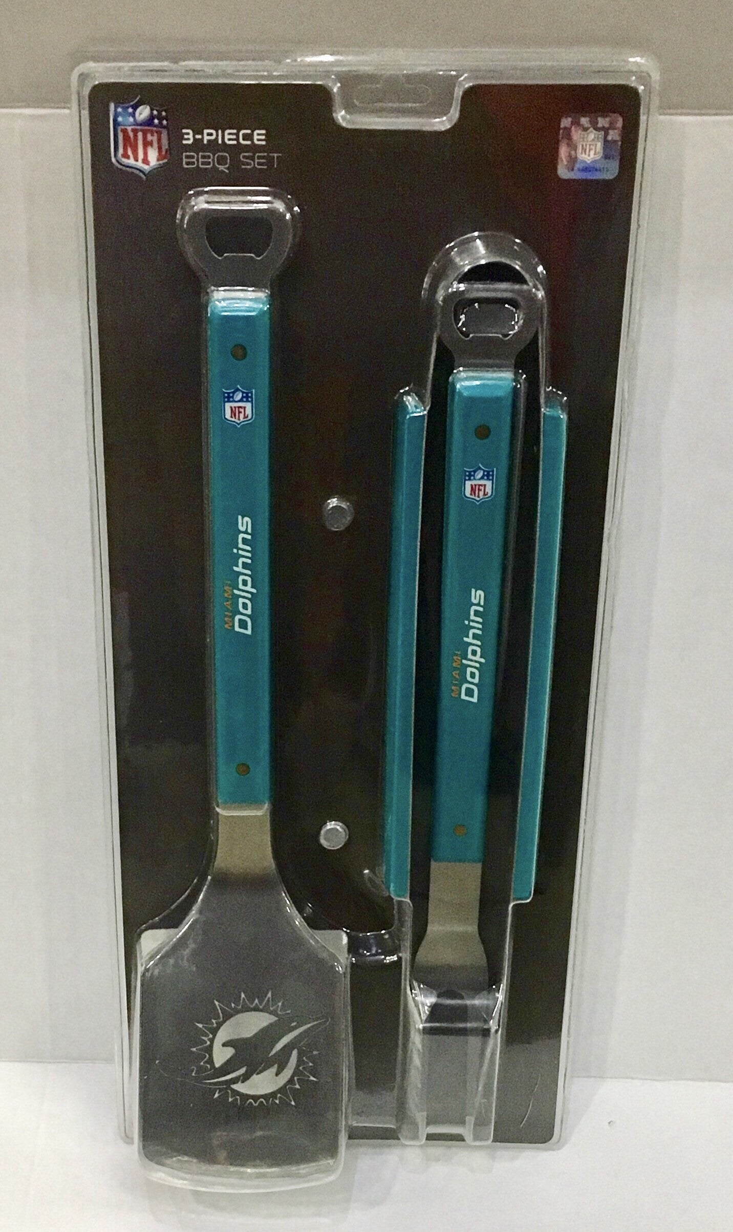 Miami Dolphins 3-Piece Sportula BBQ Set - Aqua