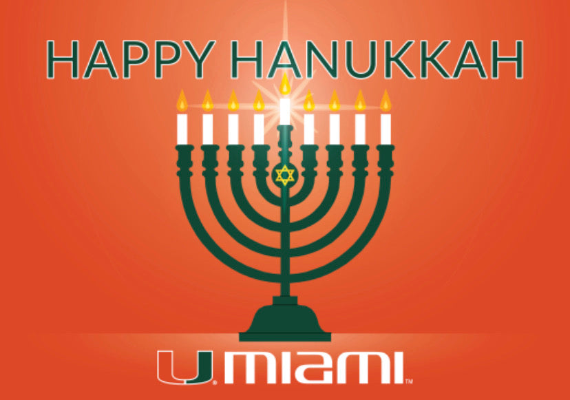 Miami Hurricanes Hanukkah Greeting Card #2 - 10 Pack