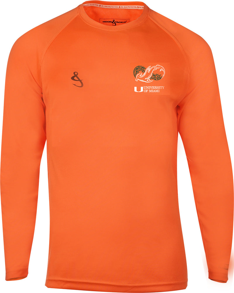 Miami Hurricanes Shark Research Seamount UPF 50+ L/S Fishing Shirt - Orange