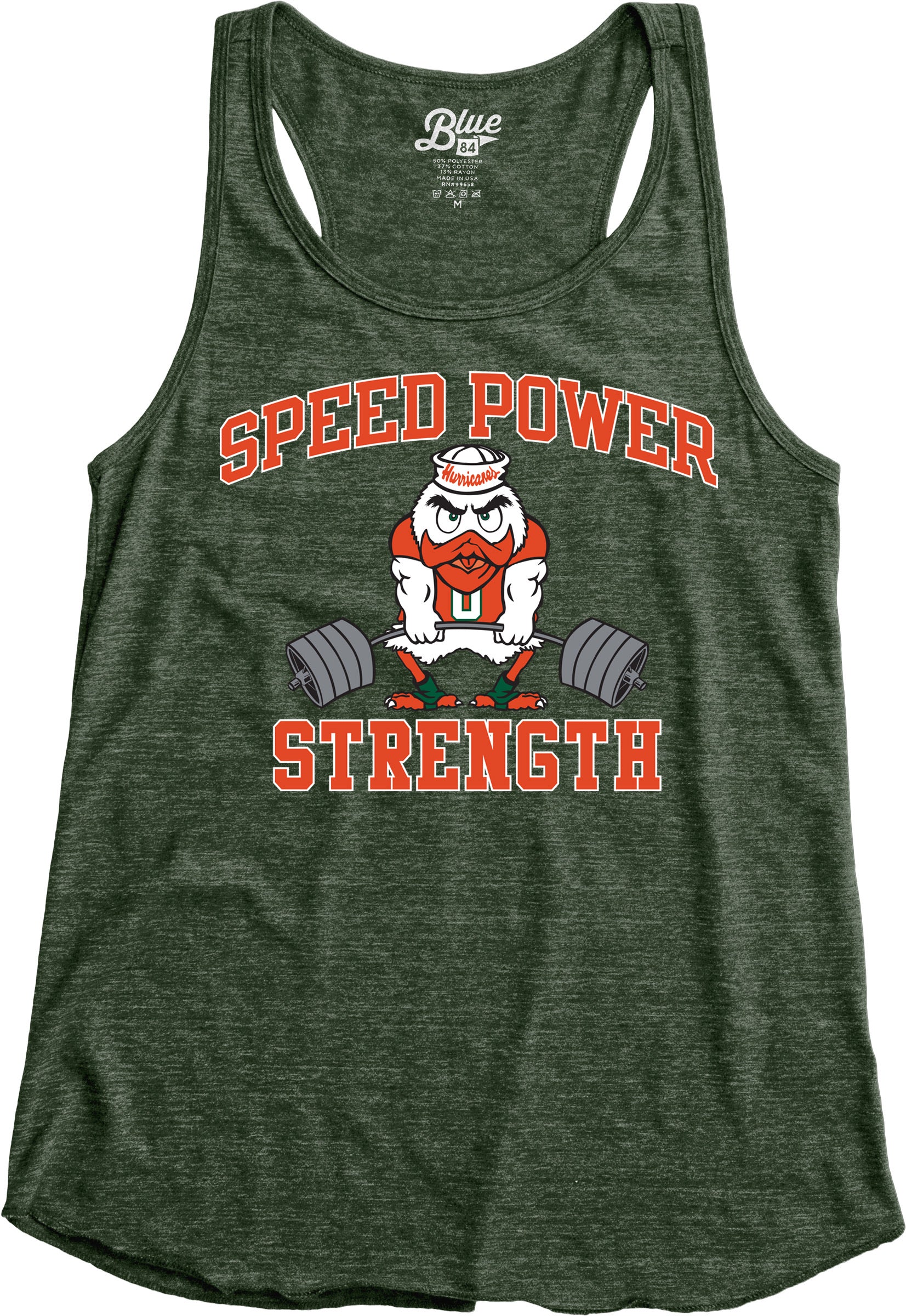 Miami Hurricanes Women's Speed Power Strength Racerback Tank Top - Green