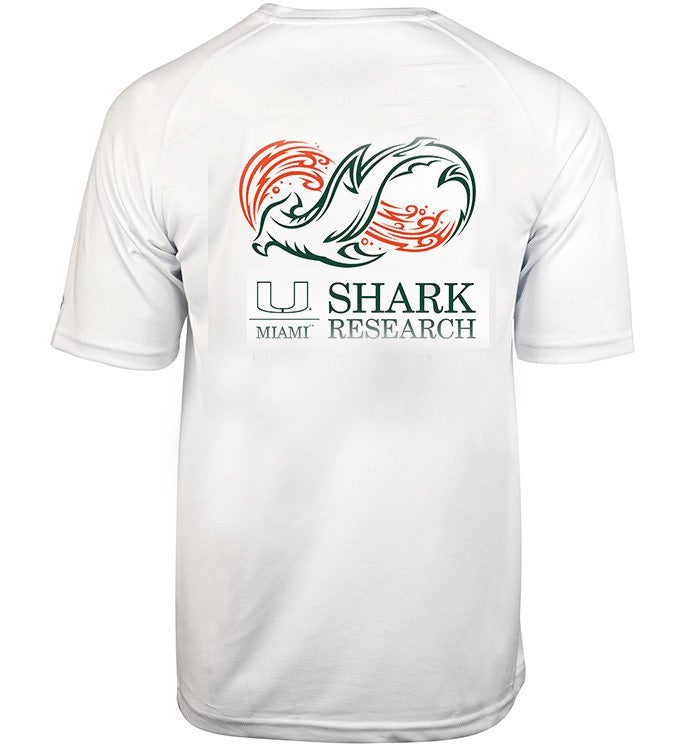 Miami Hurricanes Shark Research Seamount UPF 50+ S/S Fishing Shirt - White