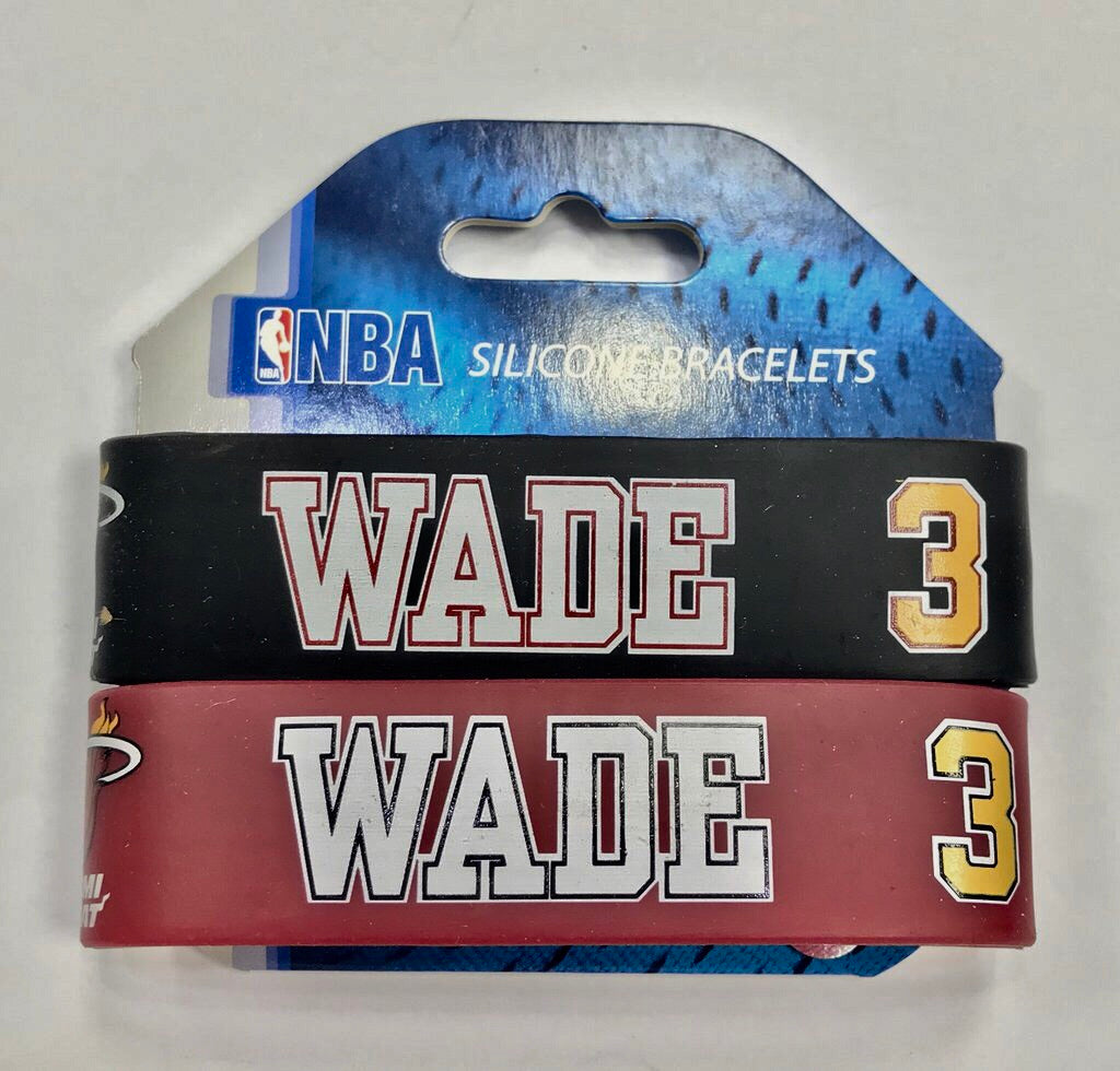 Miami Heat Wade 3 Silicone Rubber Wristband Bracelets - 2 pack