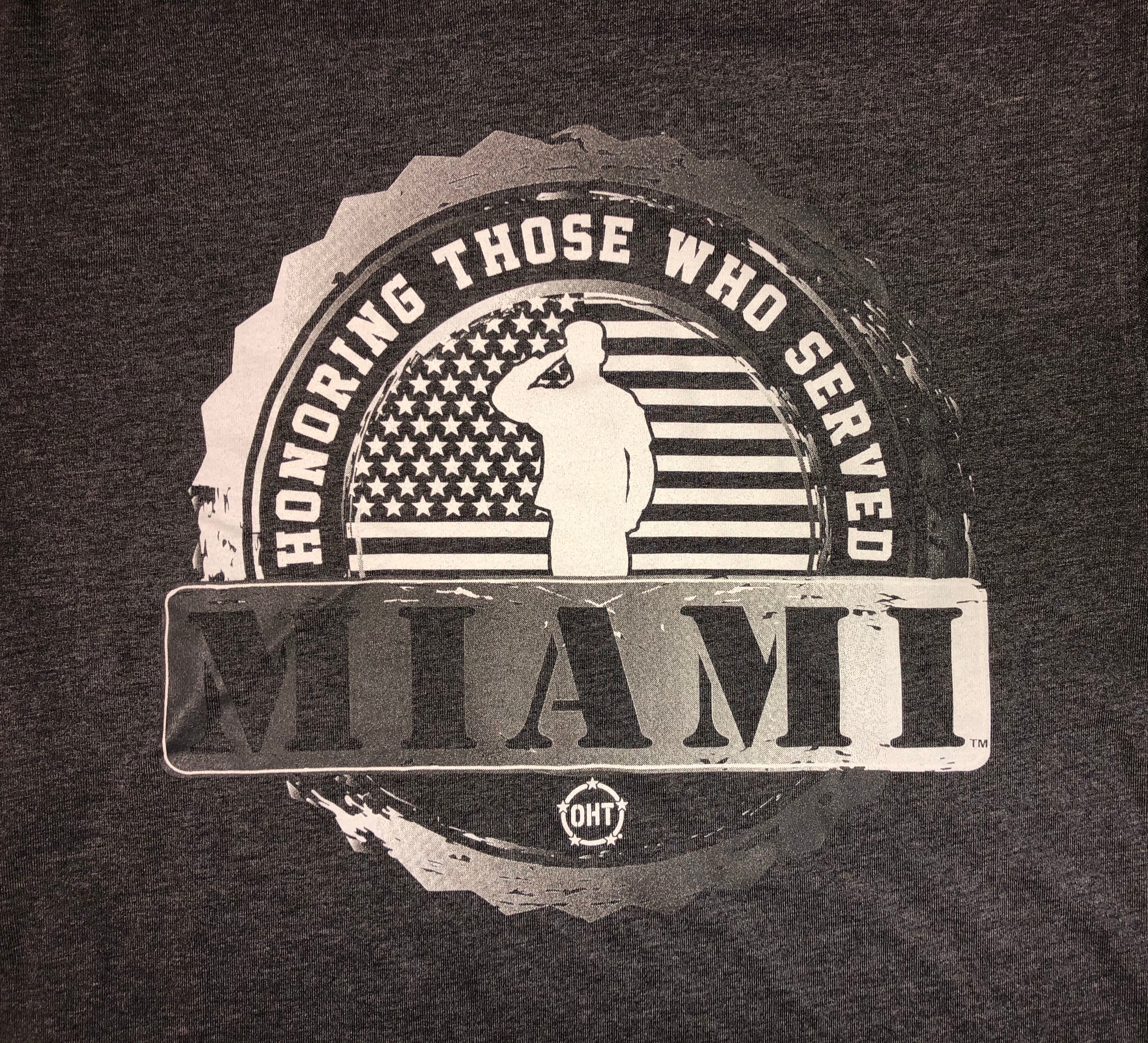 Miami Hurricanes OHT Honoring Those Who Served T-Shirt - Charcoal