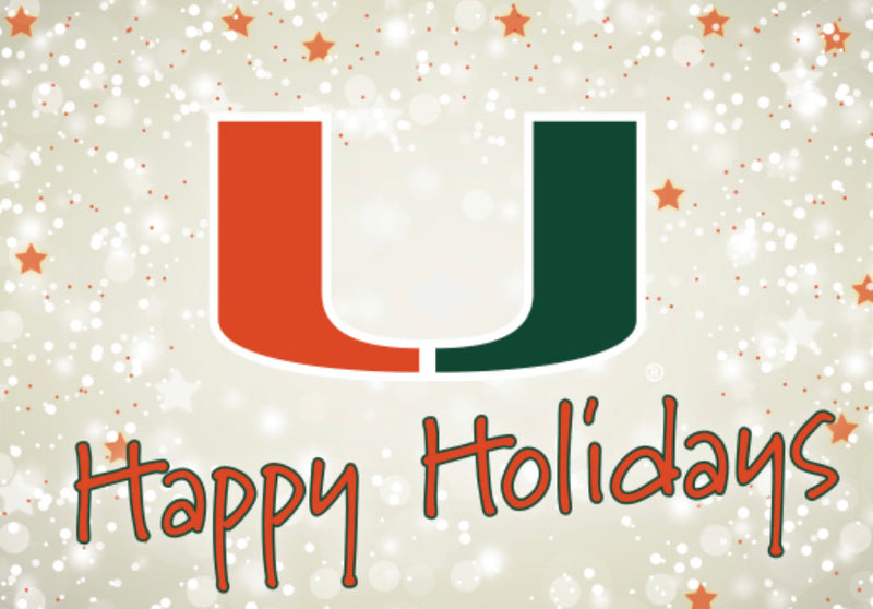 Miami Hurricanes Happy Holidays "U Logo" Greeting Cards - 10 Pack