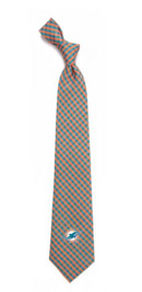 Miami Dolphins Gingham Neck Tie