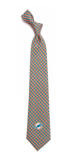 Miami Dolphins Gingham Neck Tie