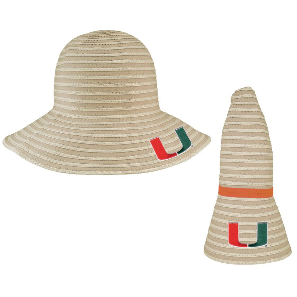 Miami Hurricanes Collapsible Travel Sun Hat - Amelia - Stone