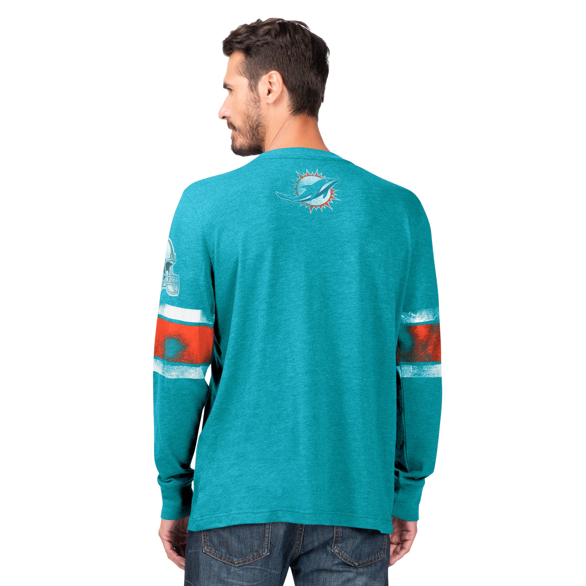 Miami Dolphins Glll Men's Big Print L/S T-Shirt  -Aqua