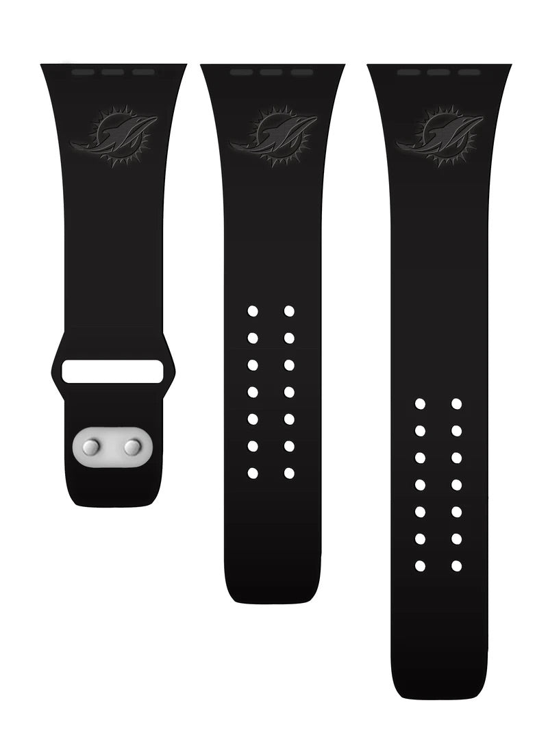 Miami Dolphins Debossed Apple Watch Band - Black