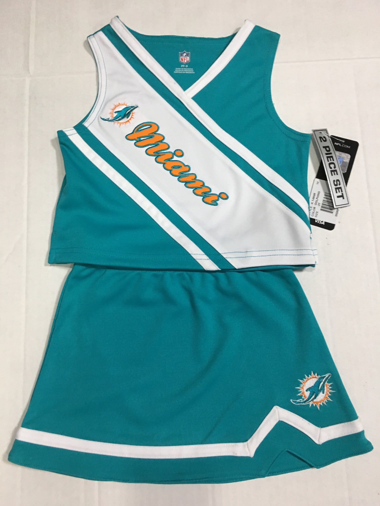 Miami Dolphins Girls Kids 2 Piece Cheerleader Set