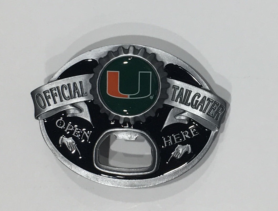 Miami Hurricanes Official Tailgater Belt Buckle Bottle Opener