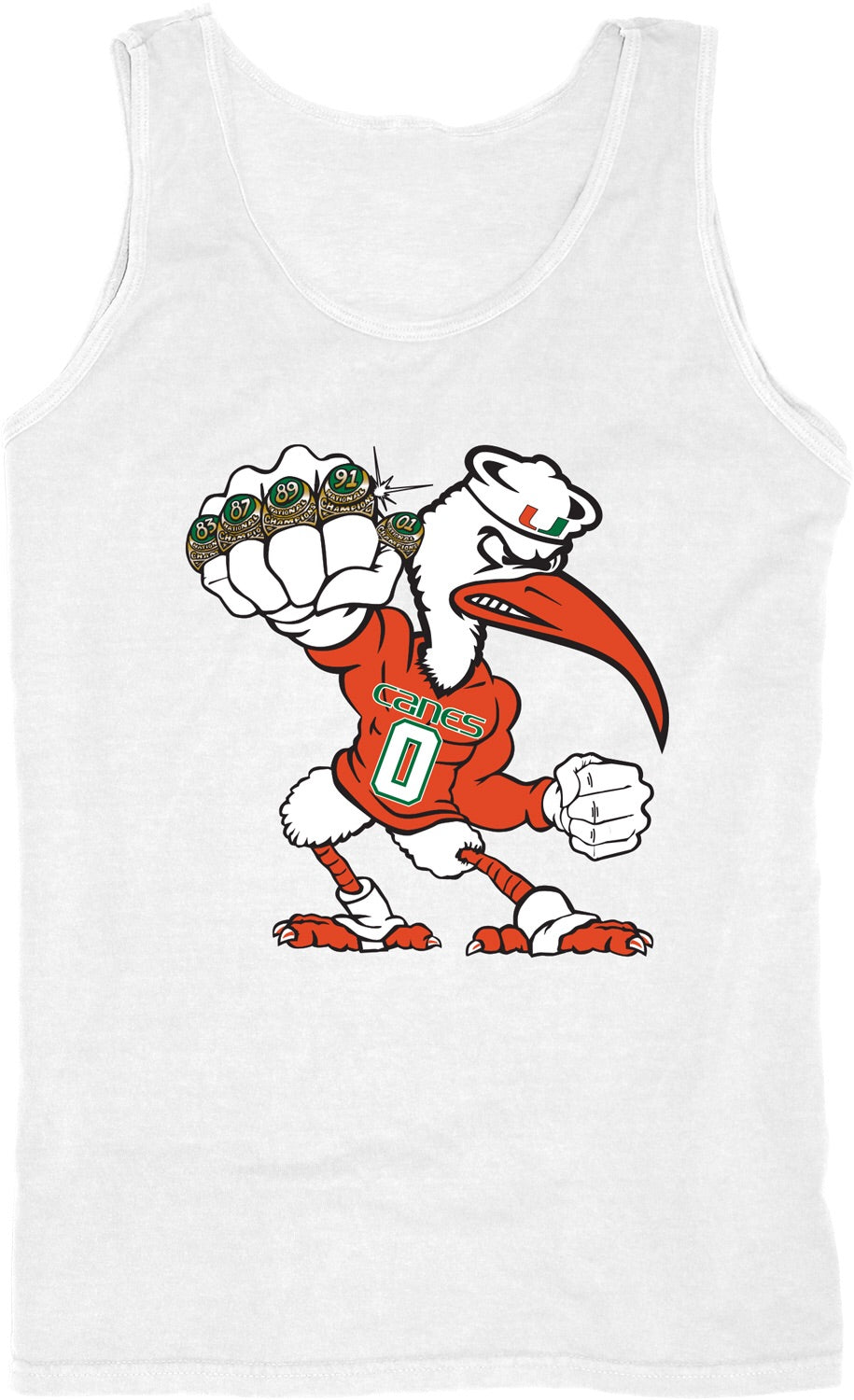 Miami Hurricanes Sebastian 5 Rings Pow Tank Top - White