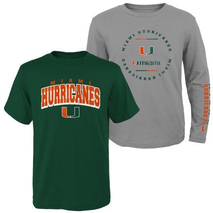 Miami Hurricanes Kids 3 in 1 Combo Pack Shirt Set