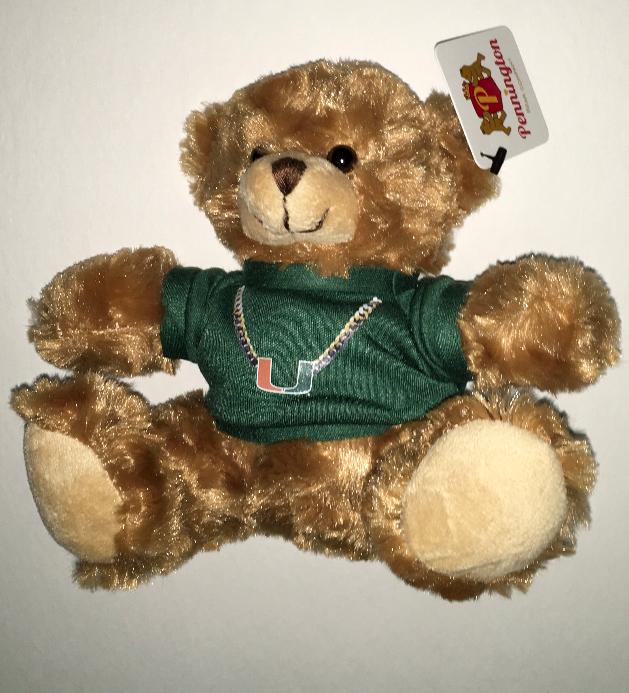 Miami Hurricanes Plush Bear Mocha 6" Green Turnover Chain