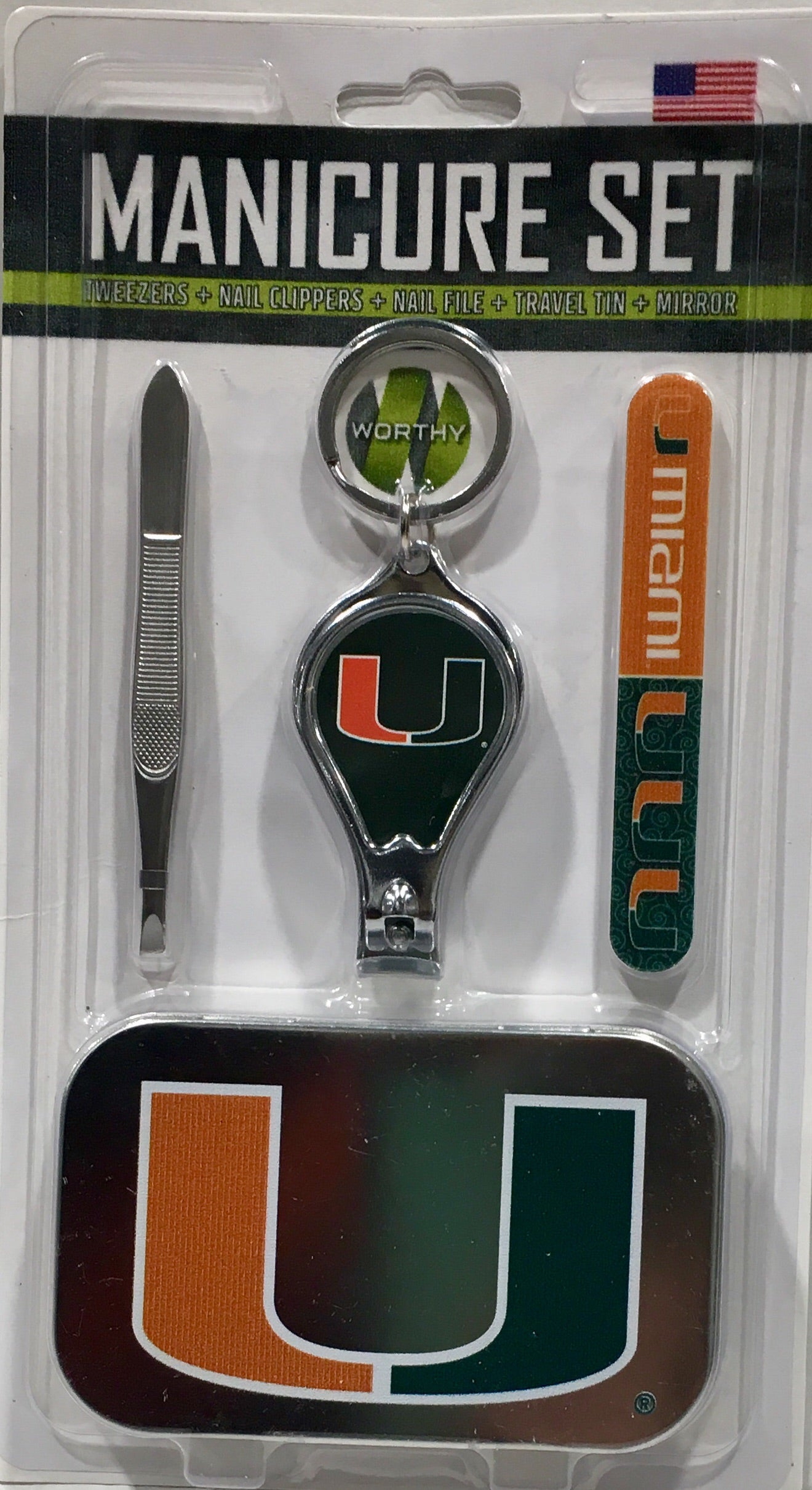 Miami Hurricanes Manicure Set w/ Travel Tin Case