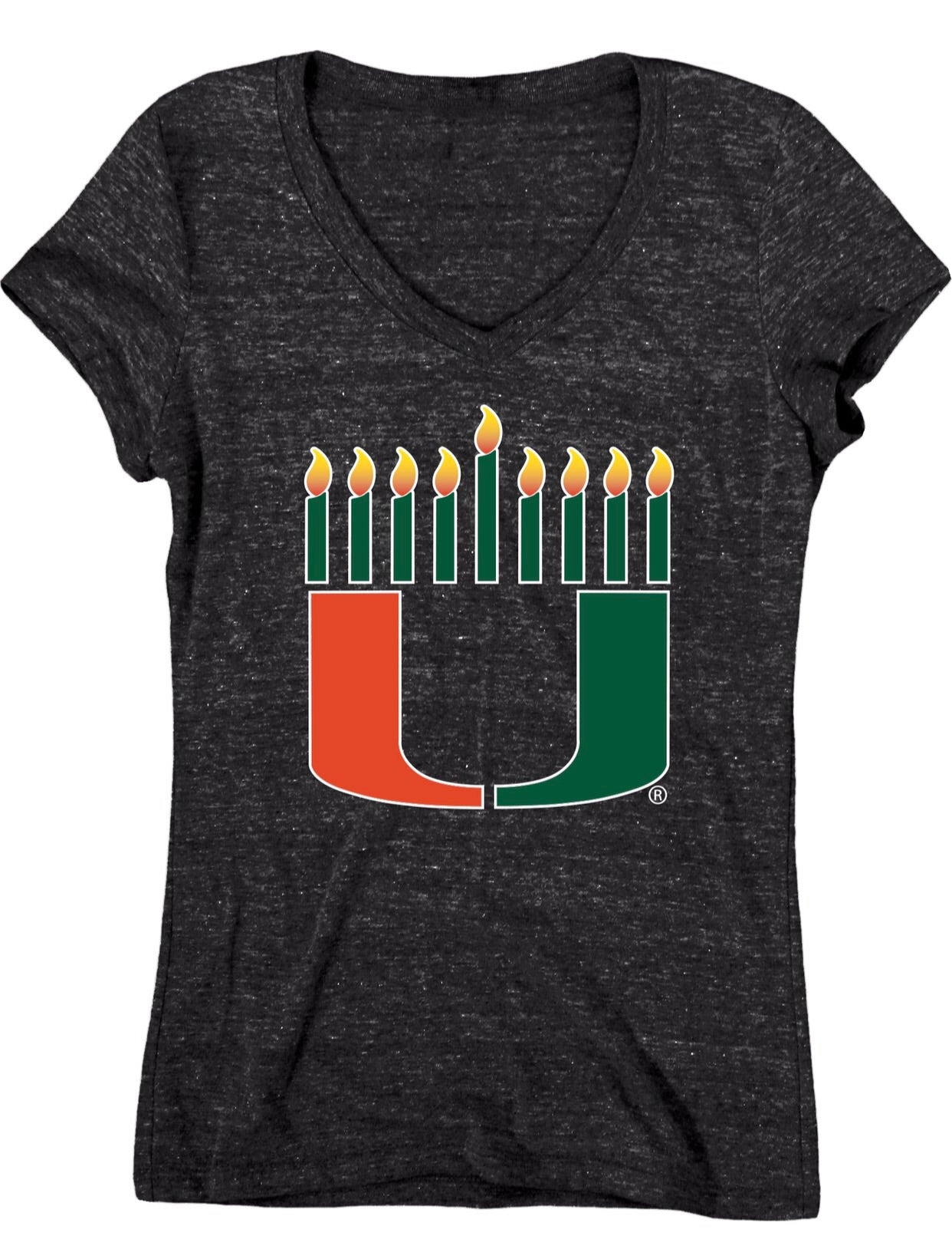 Miami Hurricanes Women's Hanukkah Tri-Blend Shirt - Black