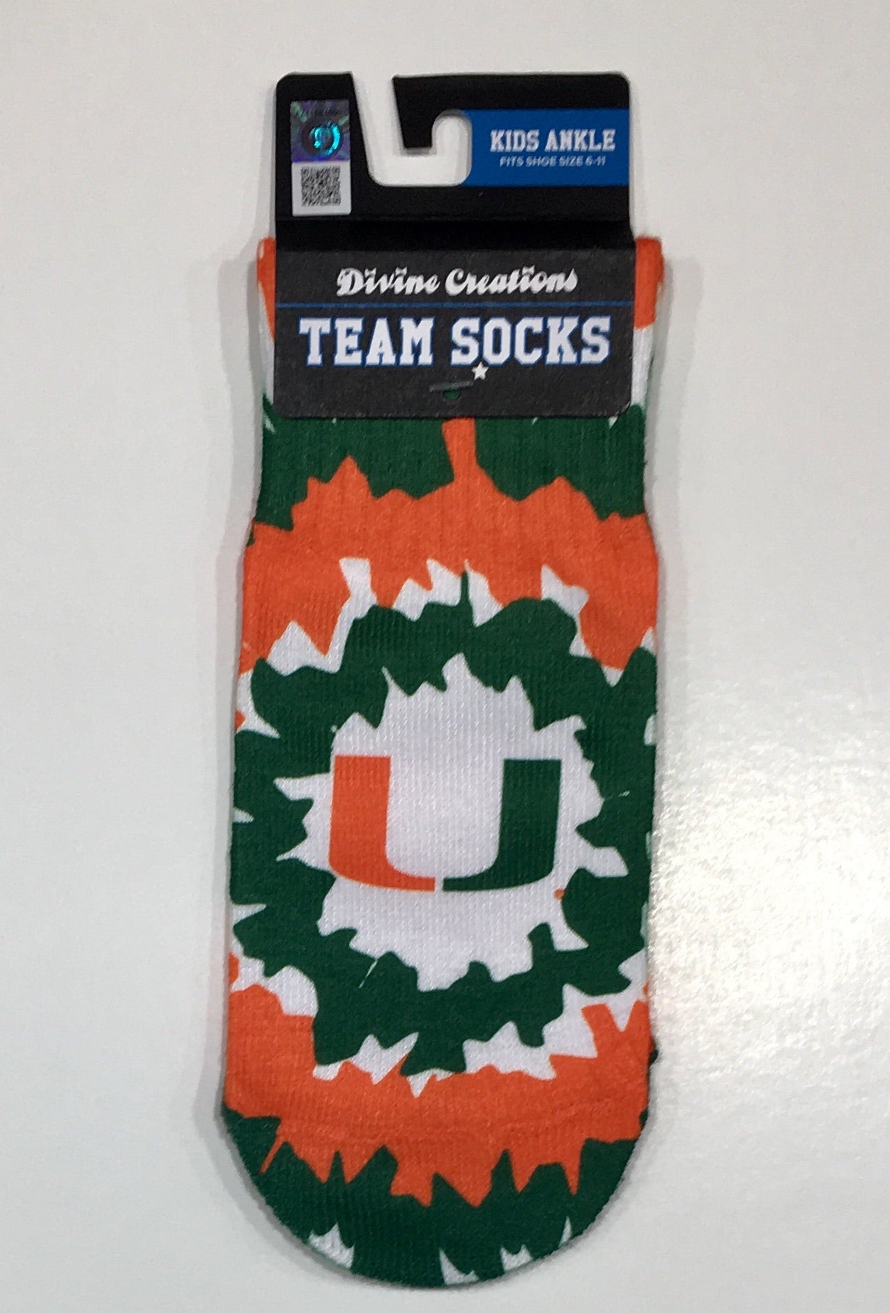 Miami Hurricanes Toddler Tie Dye Ankle Socks Size 6-11