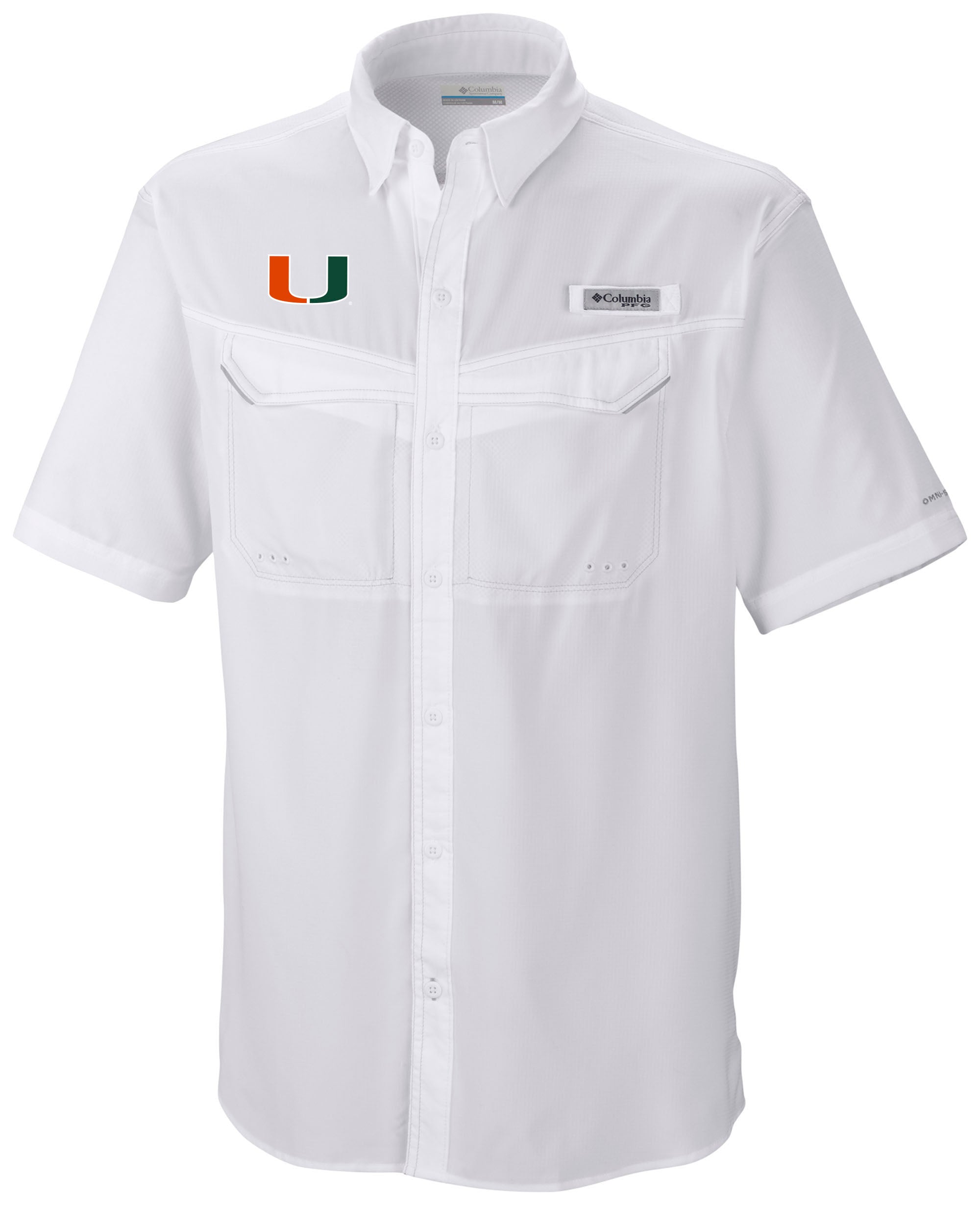 Miami Hurricanes Columbia U Logo PFG Tamiami Low Drag Offshore Shirt - White