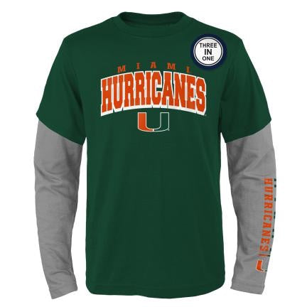 Miami Hurricanes Kids 3 in 1 Combo Pack Shirt Set