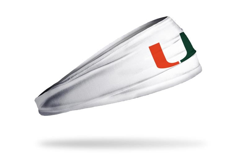 Miami Hurricanes Stretch Headband U Logo - White