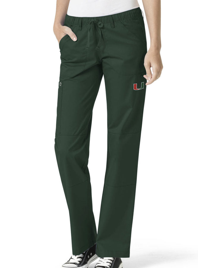 Miami Hurricanes Wonder Wink Women's Straight Leg Cargo Pants - Green