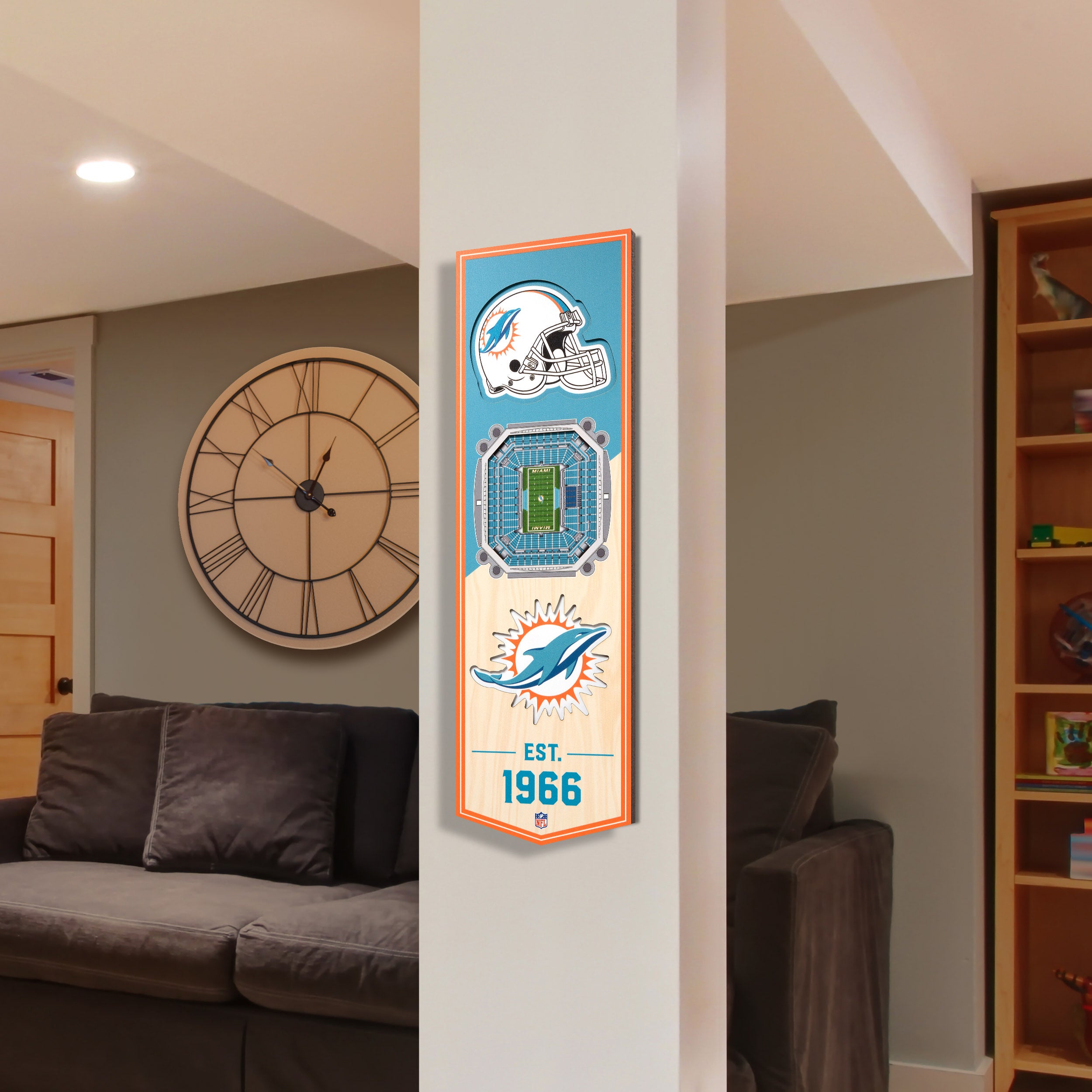 Miami Dolphins Hard Rock 3D Stadium View Wood Banner Sign - 6" x 19"