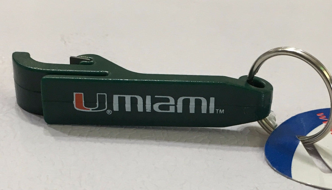 Miami Hurricanes Bottle Opener KeyChain- Green
