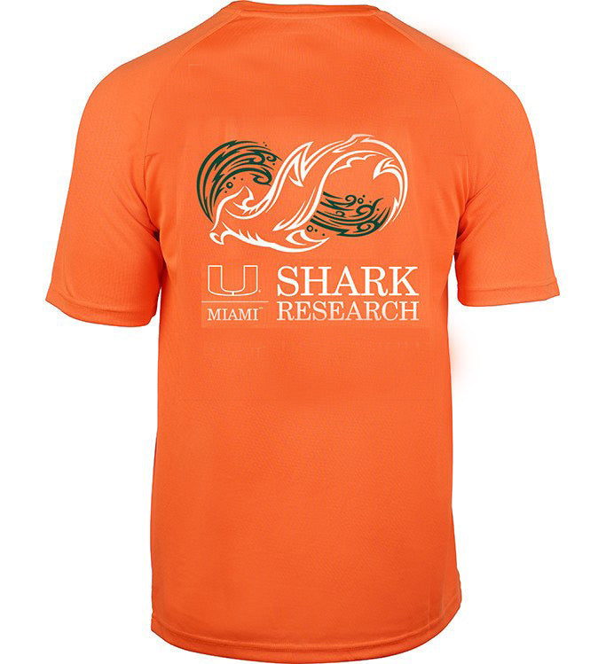 Miami Hurricanes Shark Research Seamount UPF 50+ S/S Fishing Shirt - Orange