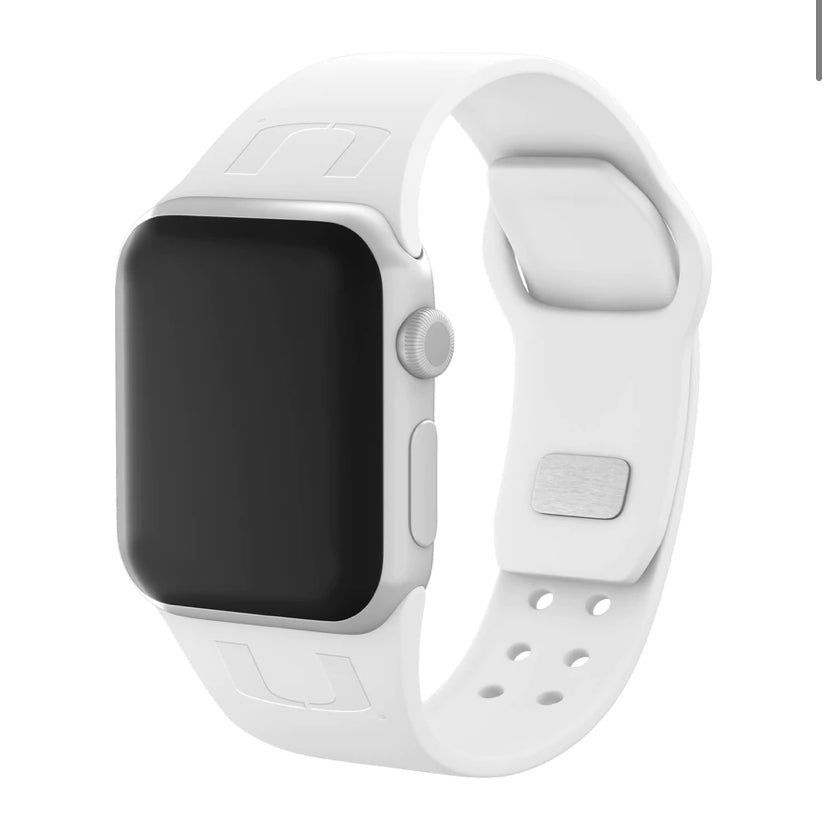 Miami Hurricanes Apple Watch Band- White