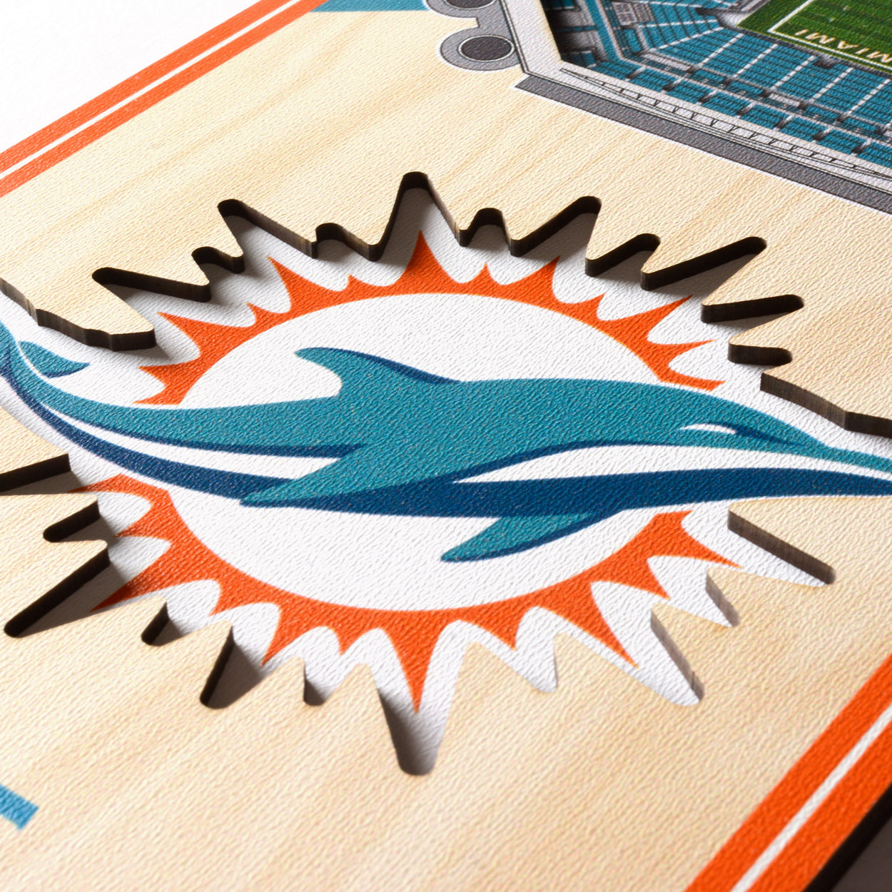 Miami Dolphins Hard Rock 3D Stadium View Wood Banner Sign - 6" x 19"
