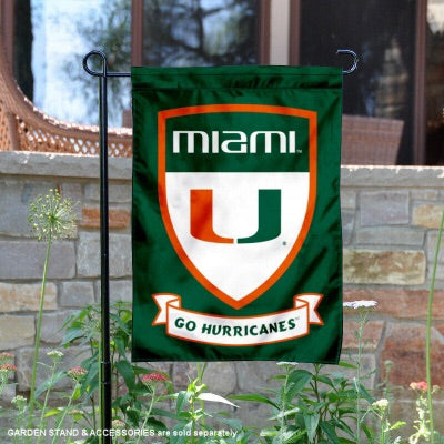 Miami Hurricanes U Logo Shield 13" x 18" Garden Flag - Green