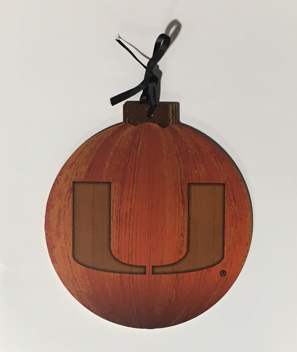 Miami Hurricanes Halloween Pumpkin Wooden Sign - 12"