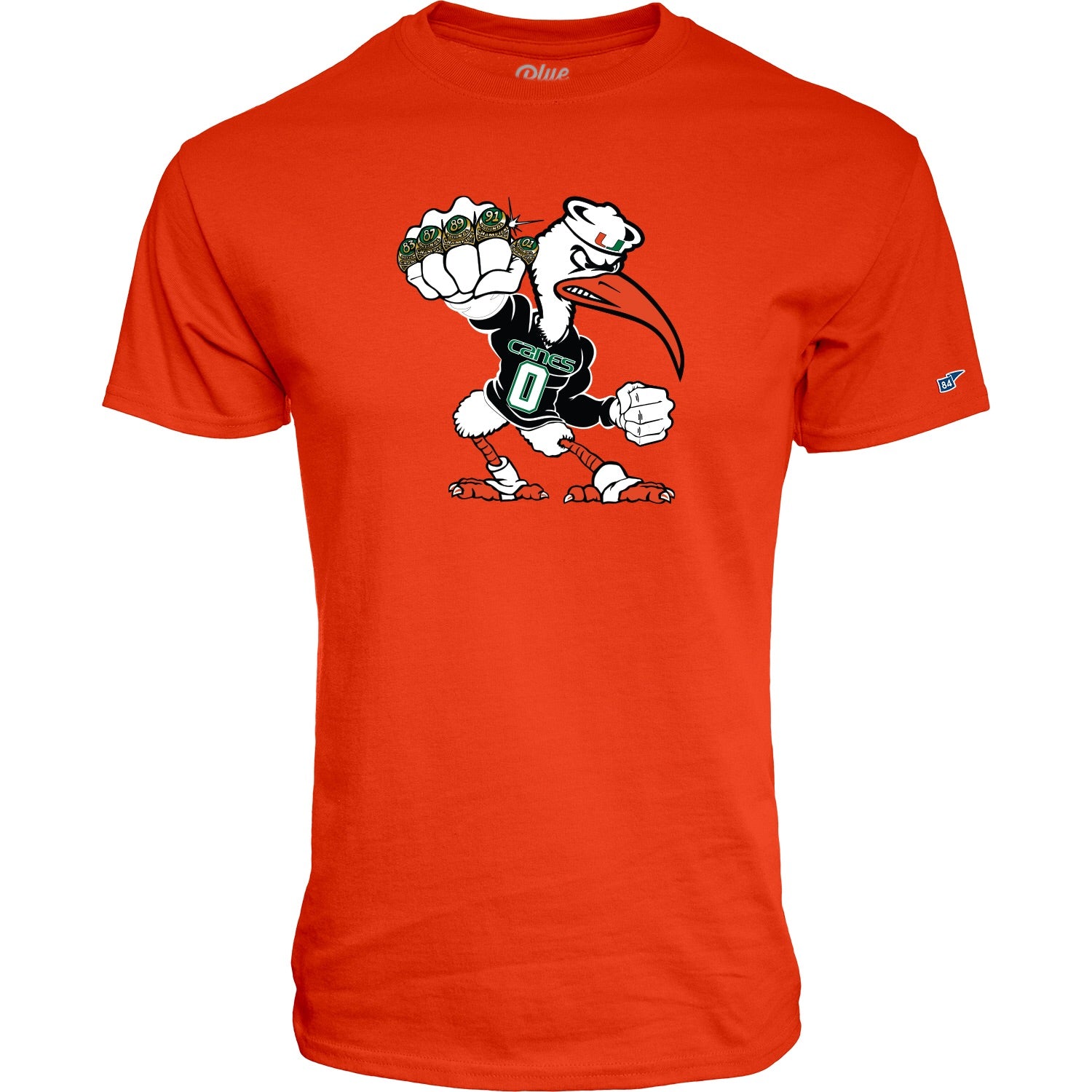 Miami Hurricanes Men's 5 Rings POW T-Shirt - Orange