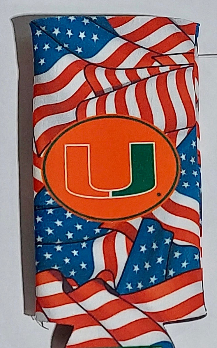 Miami Hurricanes Slim Can Koozie - Patriotic