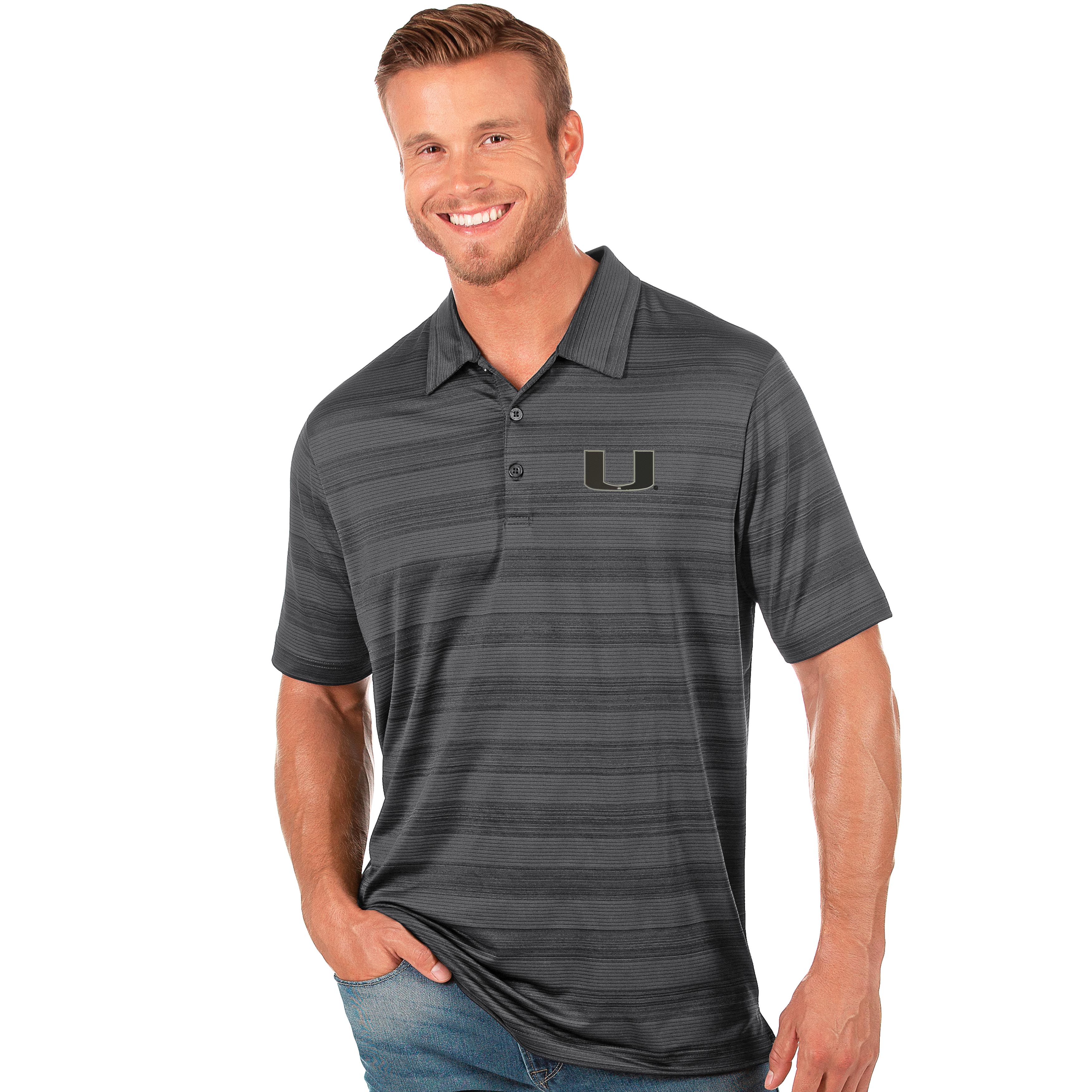 Miami Hurricanes Antigua Compass Polo - Carbon