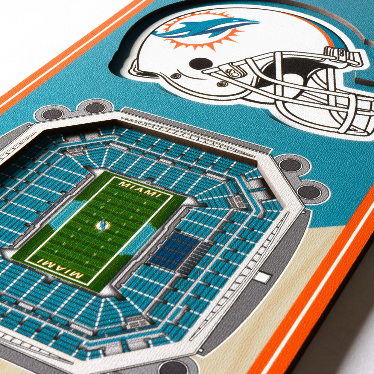 Miami Dolphins Hard Rock 3D Stadium View Wood Banner Sign - 6" x 19"