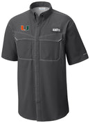 Miami Hurricanes Columbia U Logo PFG Tamiami Low Drag Offshore Shirt - Forged Grey