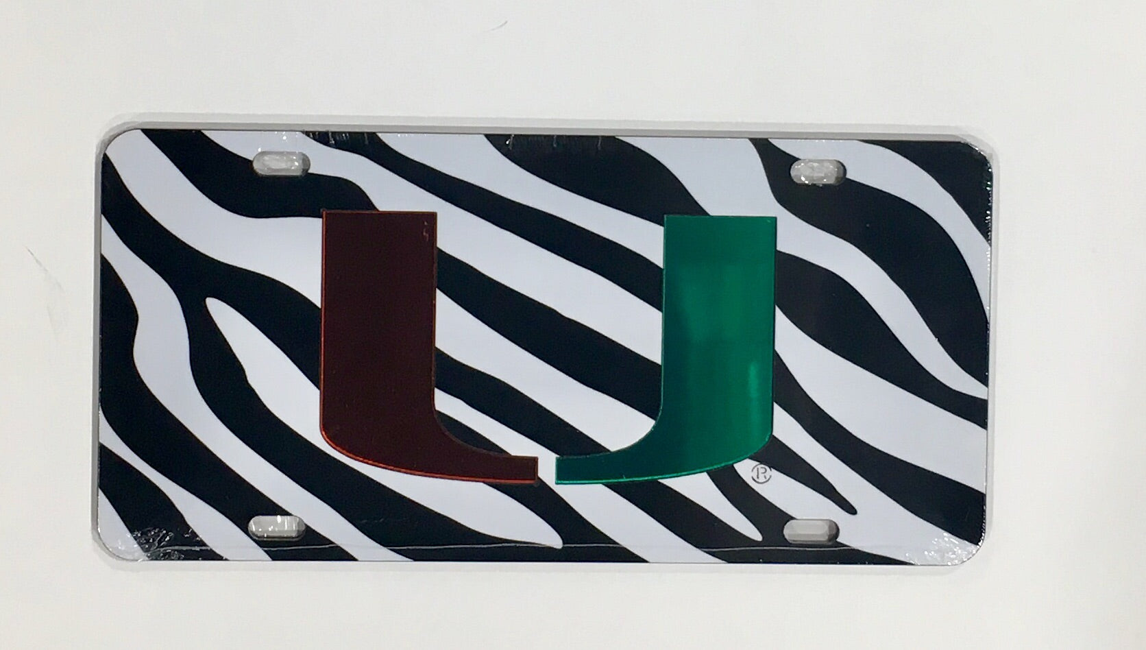 Miami Hurricanes Zebra U Front License Plate Tag