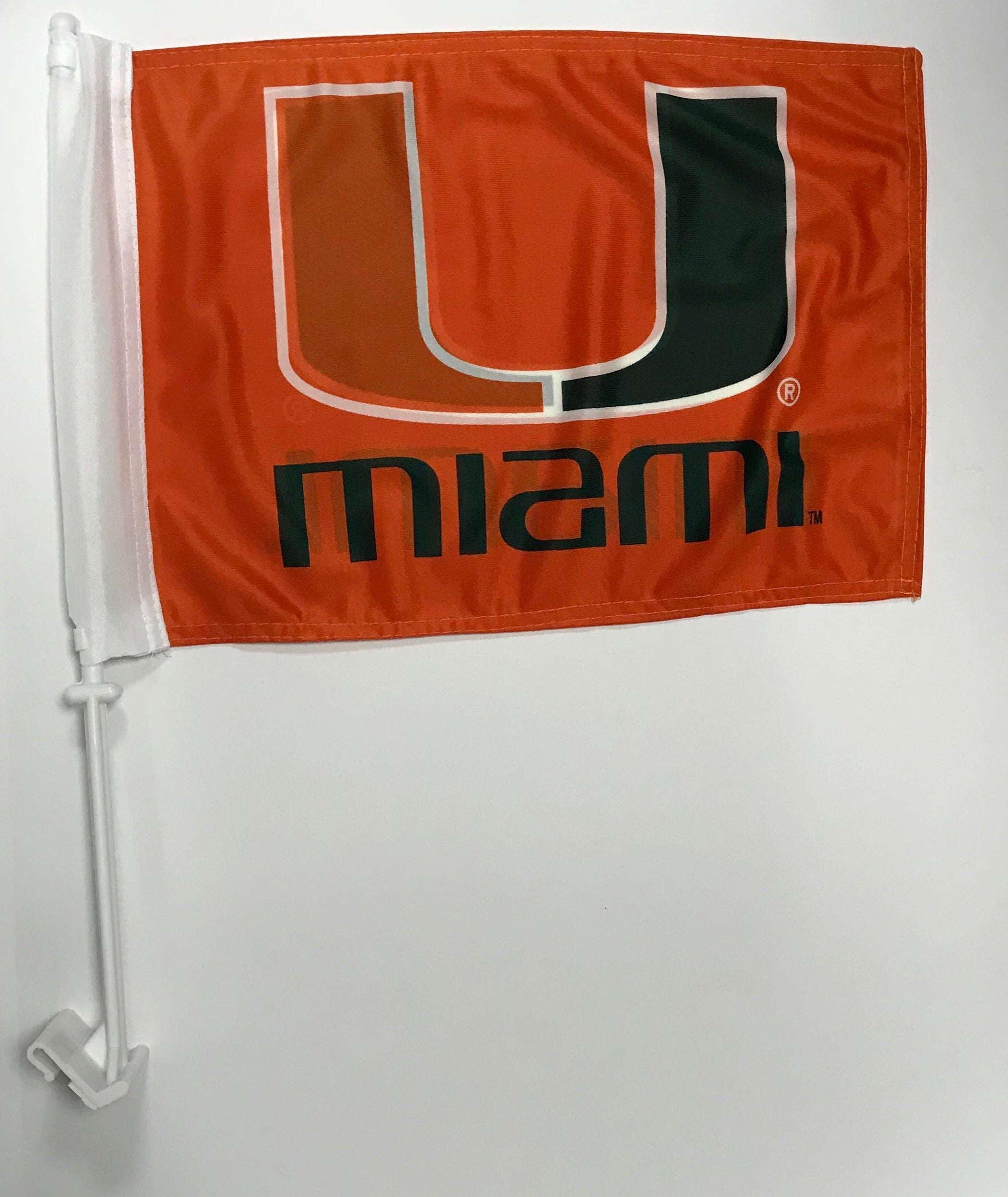 Miami Hurricanes Car Flag  U logo w/Miami - Orange