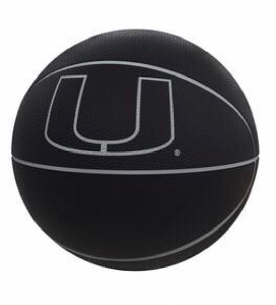 Miami Hurricanes Logo Blackout Full Size Composite Basketball - Black
