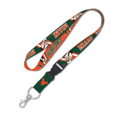 Miami Hurricanes Mickey Mouse Lanyard KeyChain w/Detachable Buckle