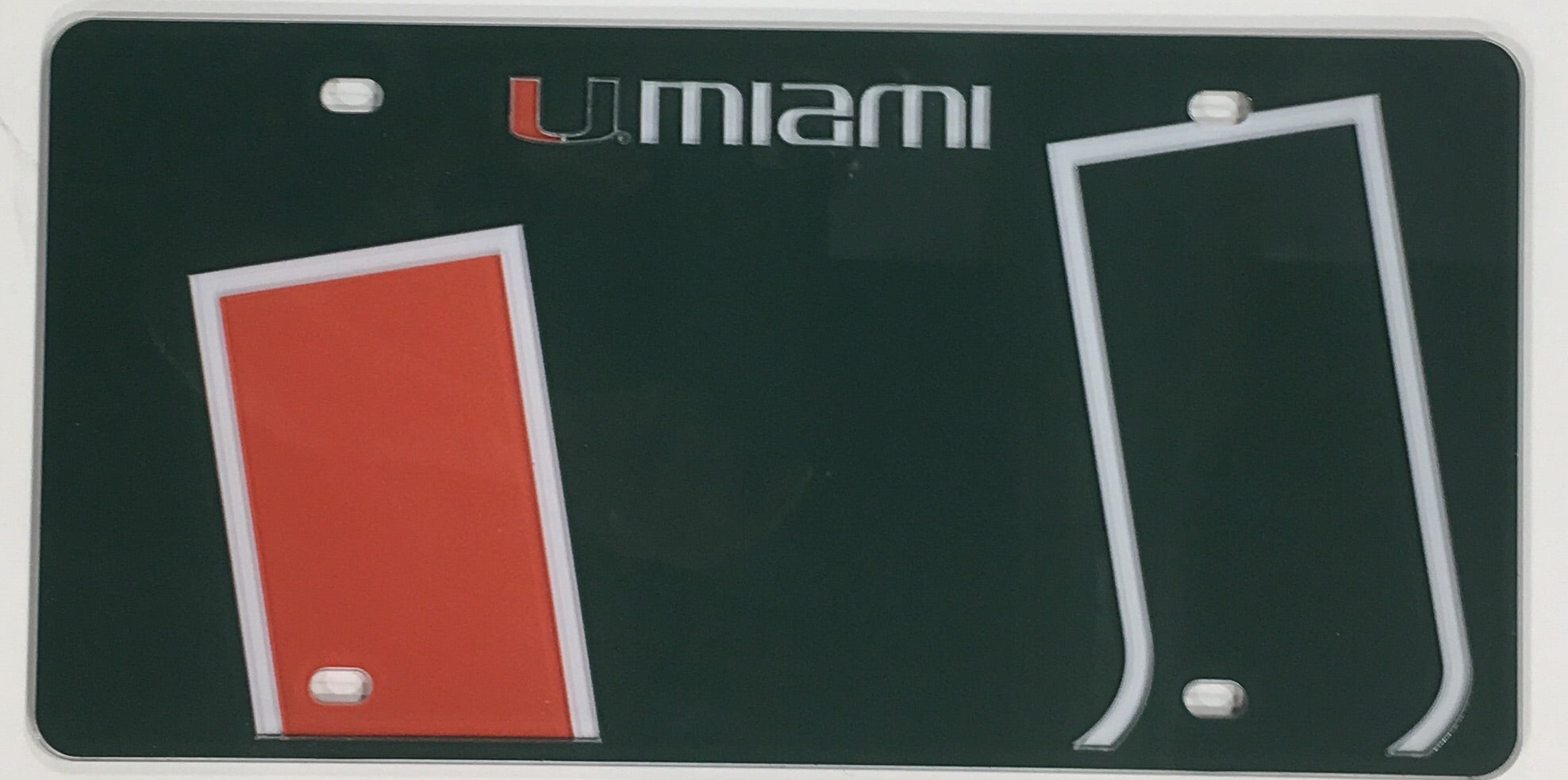 Miami Hurricanes Acrylic U Miami Green License Plate