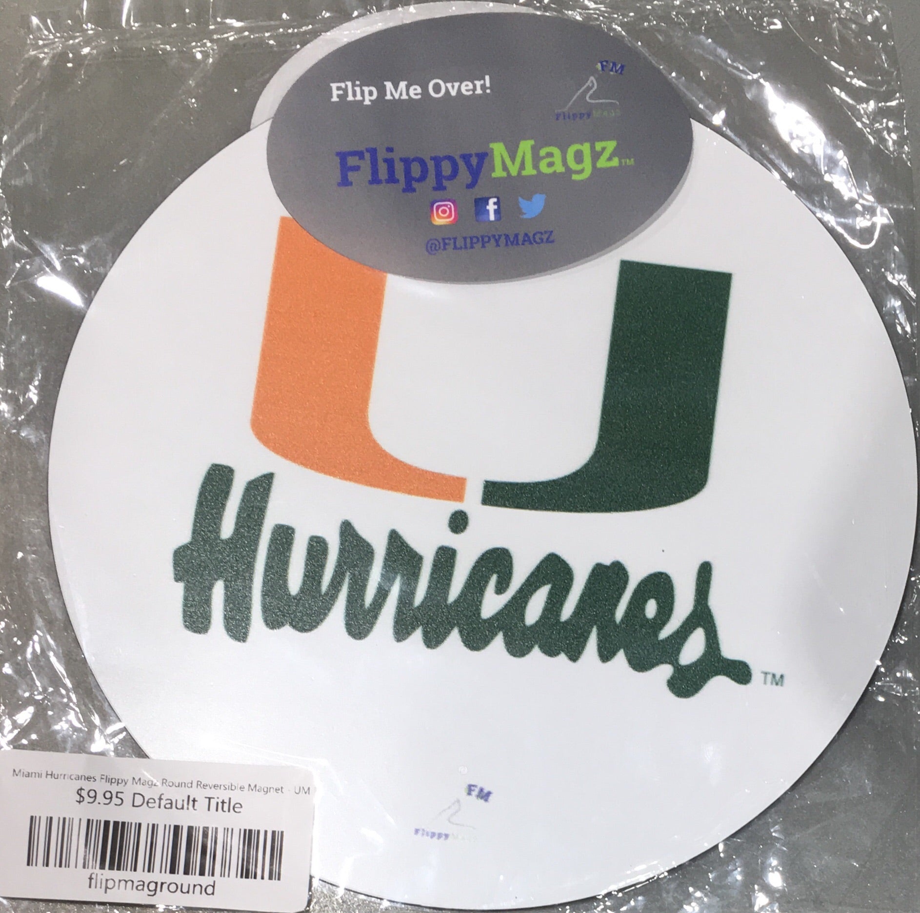 Miami Hurricanes Flippy Magz Round Reversible Magnet - UM