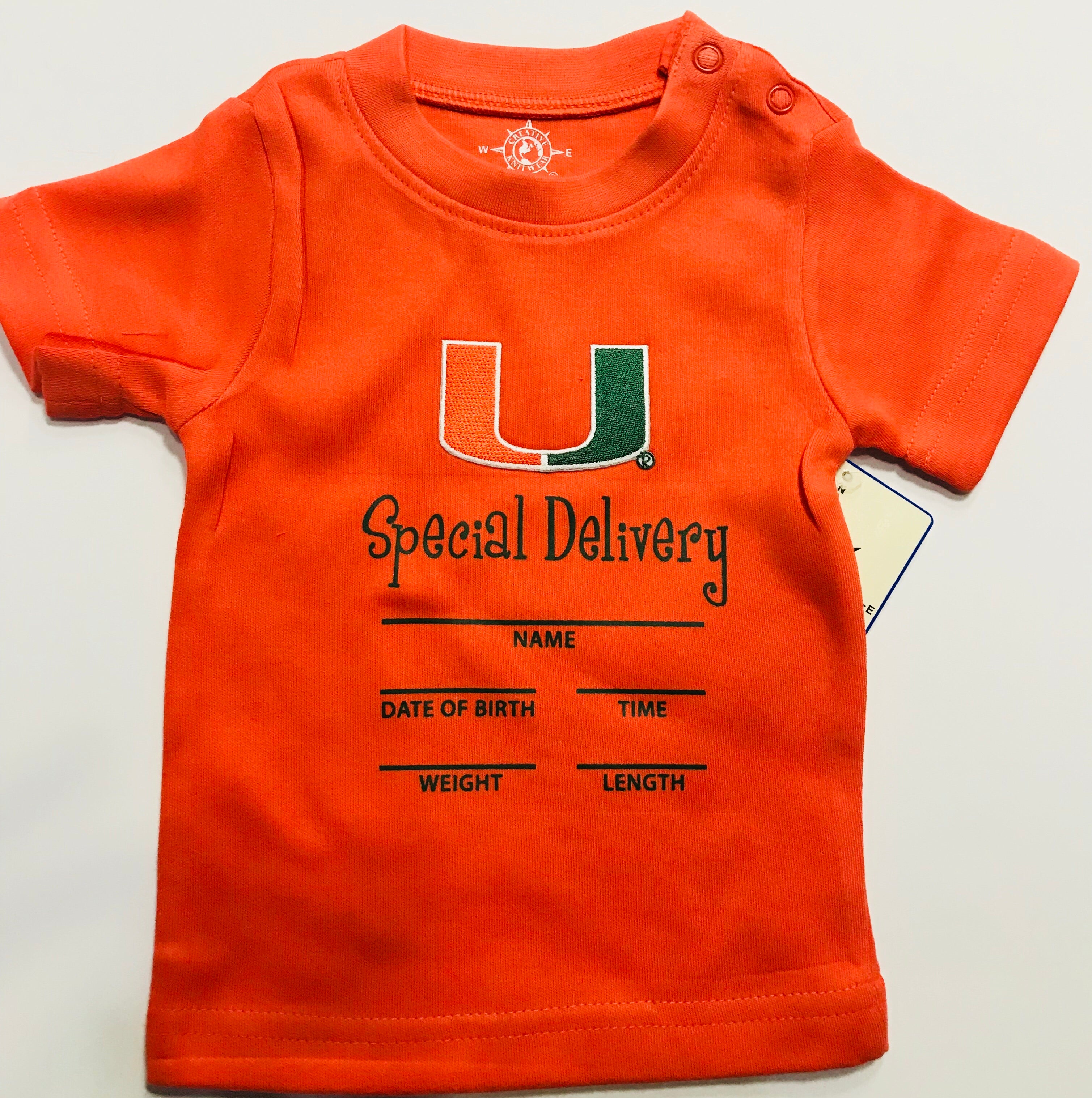 Miami Hurricanes Baby Special Delivery T-Shirt - Orange
