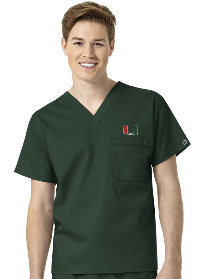 Miami Hurricanes Wonder Wink Unisex V-neck Scrub Top - Green