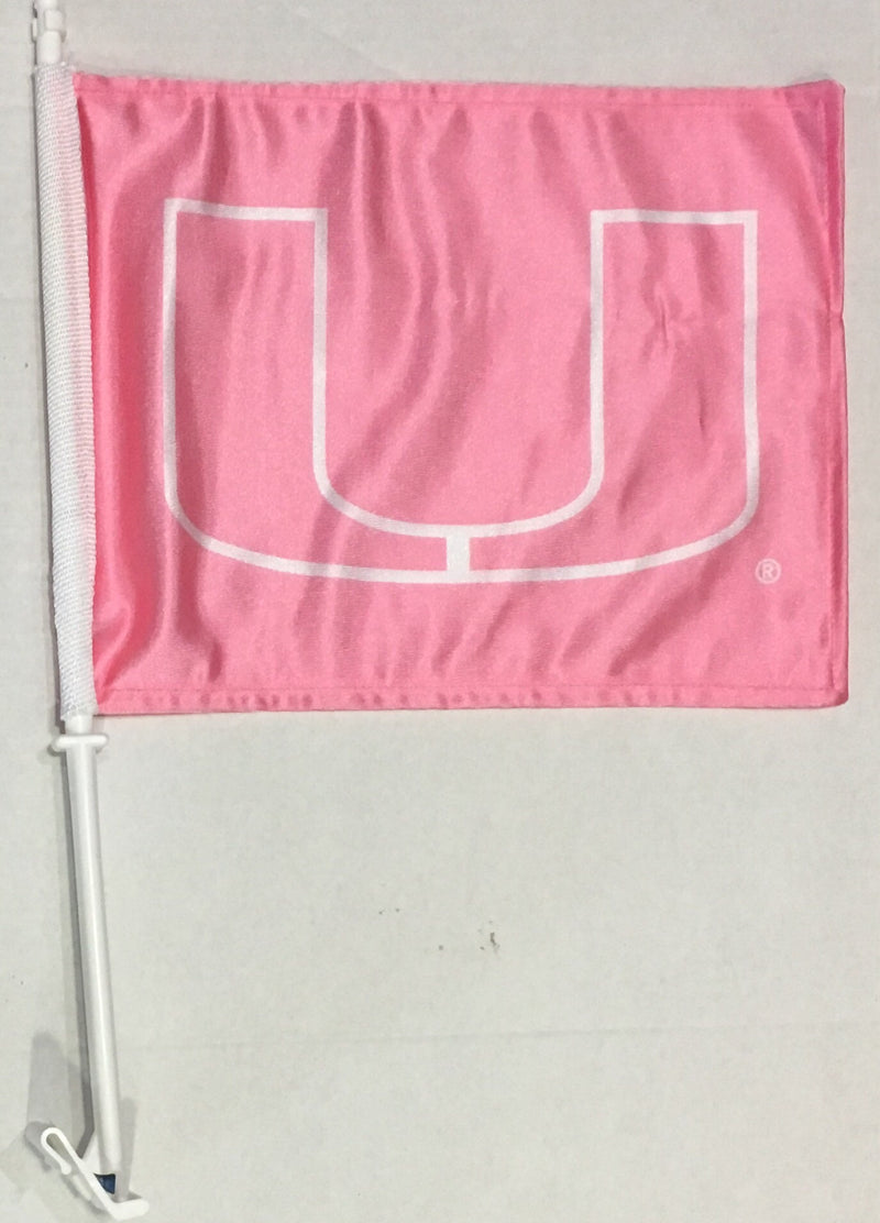 Miami Hurricanes Car Flag - Pink U