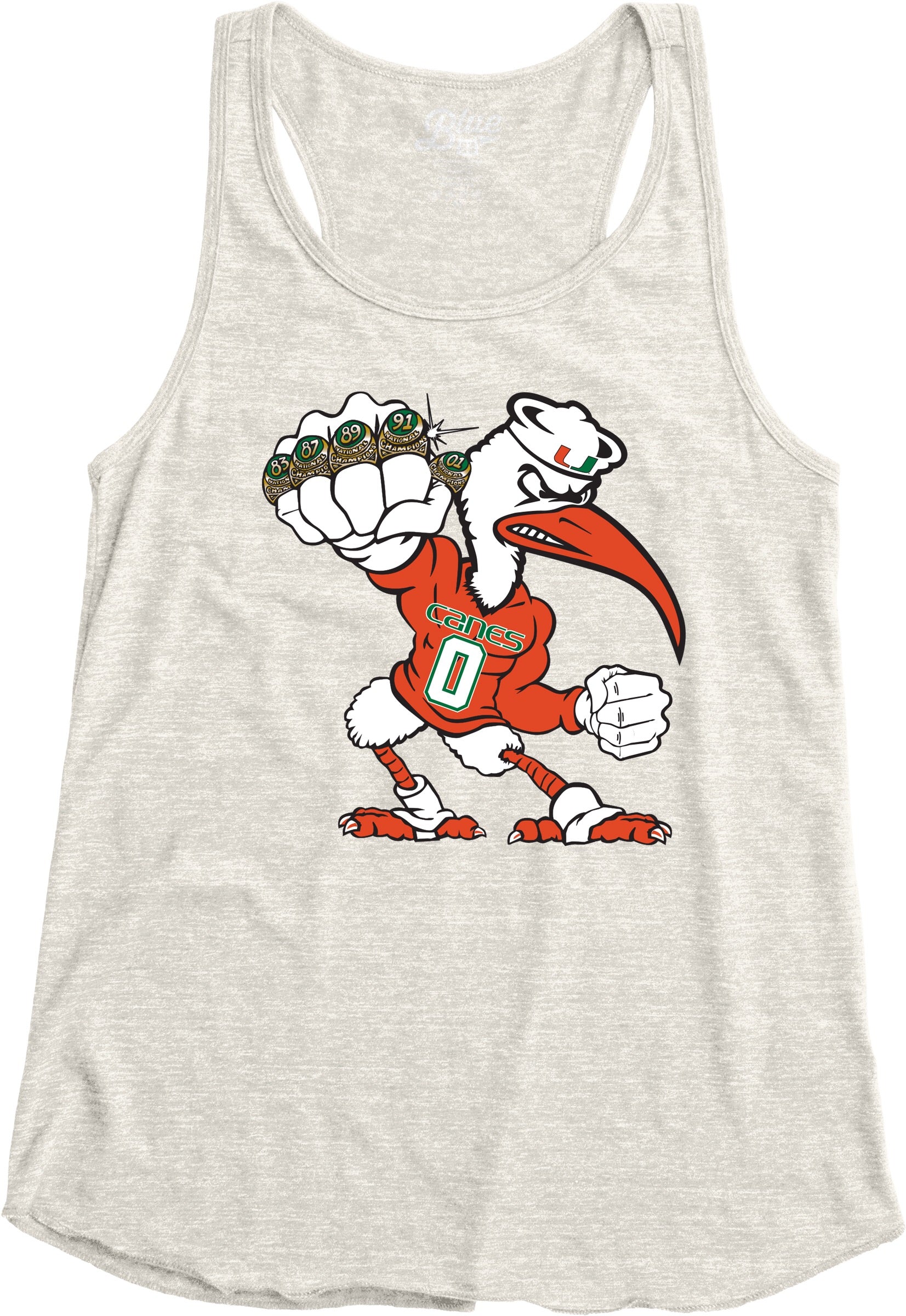 Miami Hurricanes Women's 5 Rings POW Racerback Tank Top - Oatmeal