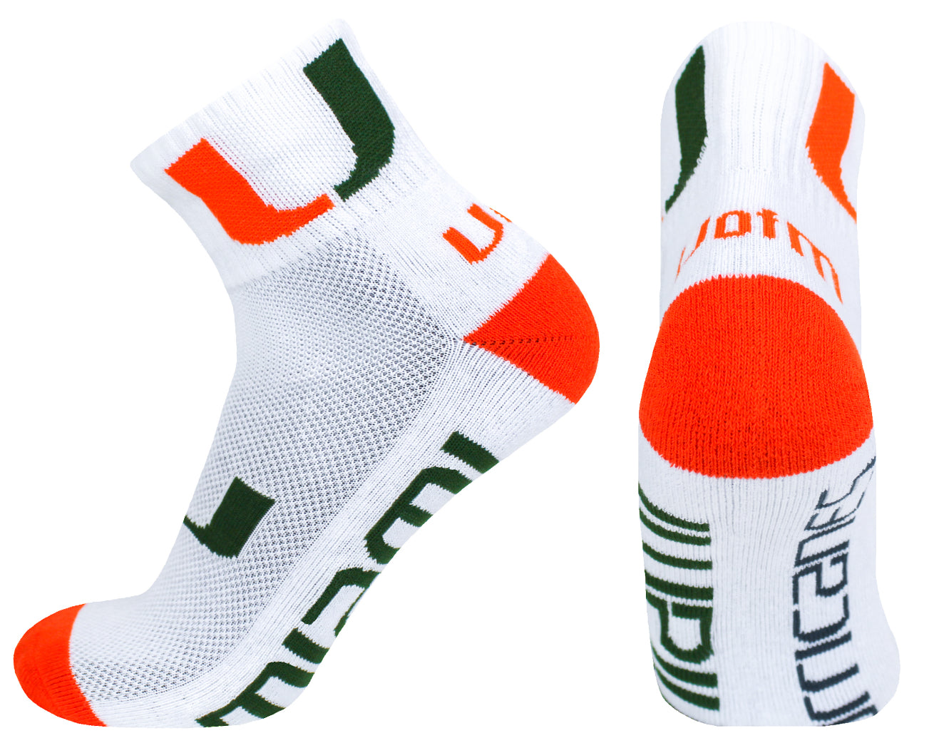 Miami Hurricanes 1/4 Socks - White