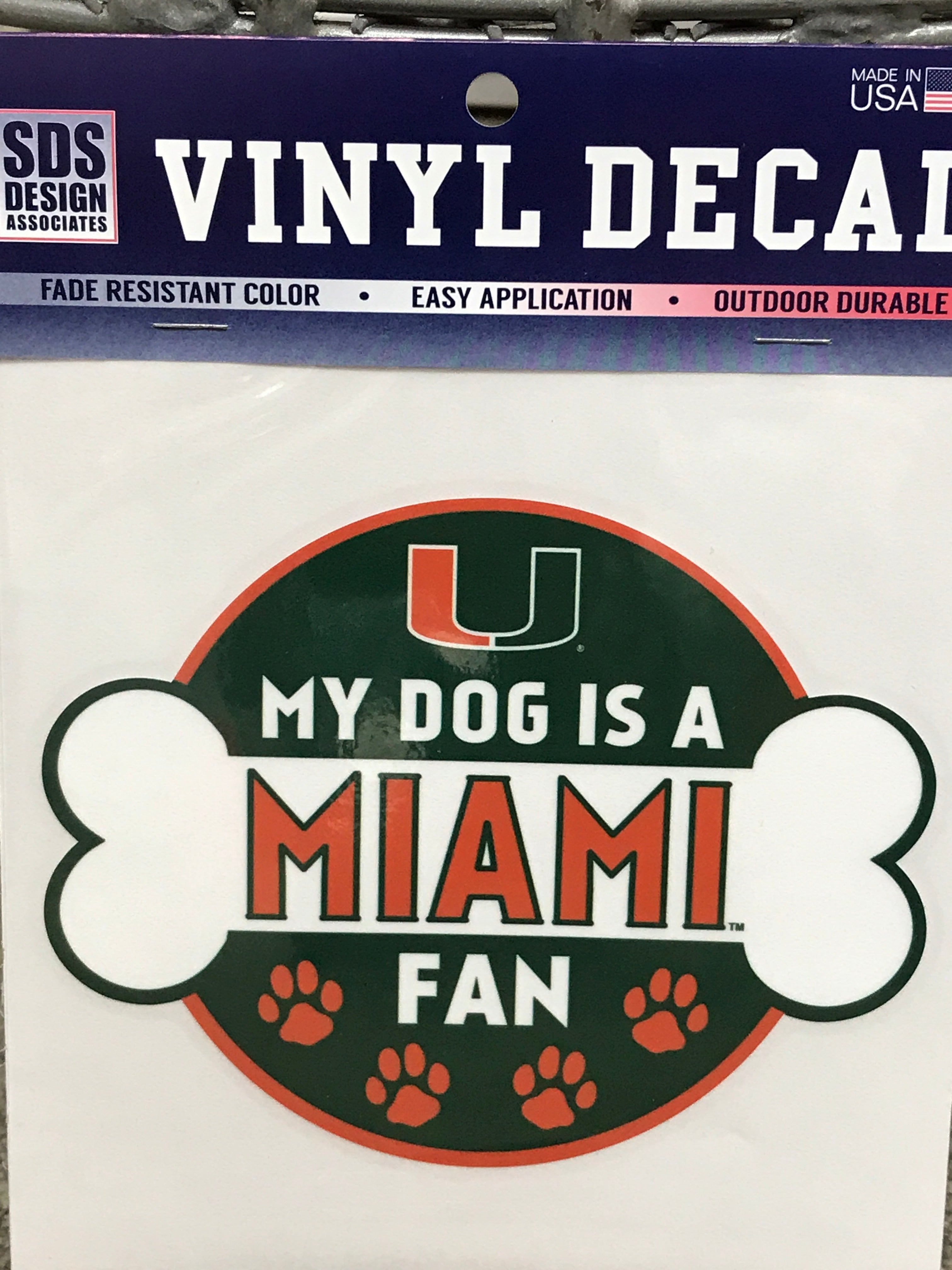 Miami Hurricanes My Dog is a Miami Fan Vinyl Decal